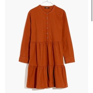 Madewell Flannel Button-Placket Tiered Mini Dress NWT